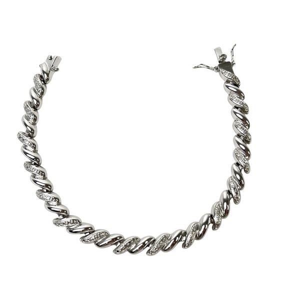 Silver Tone Bracelet PAJ BB China Textured Metal Shiny Smooth Links 8 Inch - Picture 4 of 12